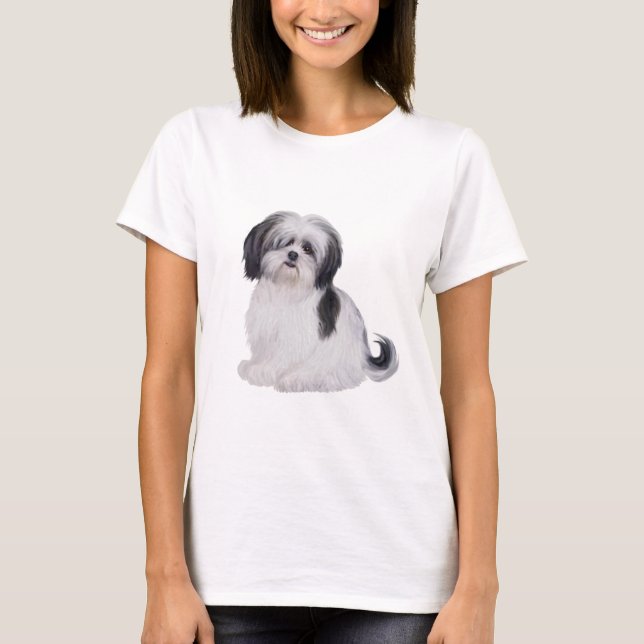 T-shirt Shih tzu (A) - noir et blanc (Devant)