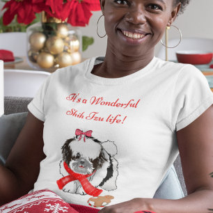 T-shirt Shih Tzu adorable et désordonné avec un jouet pain