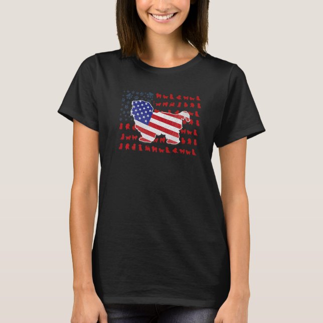 T-shirt Shih Tzu American Flag 4th Of July  For Men Women (Devant)