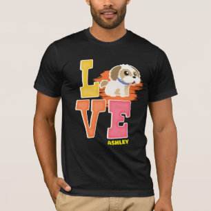 T-shirt Shih tzu amoureux de la couleur mignonne