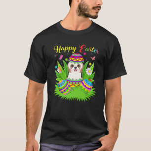T-shirt Shih Tzu Amoureux des chiens Floral Oeuf de Pâques