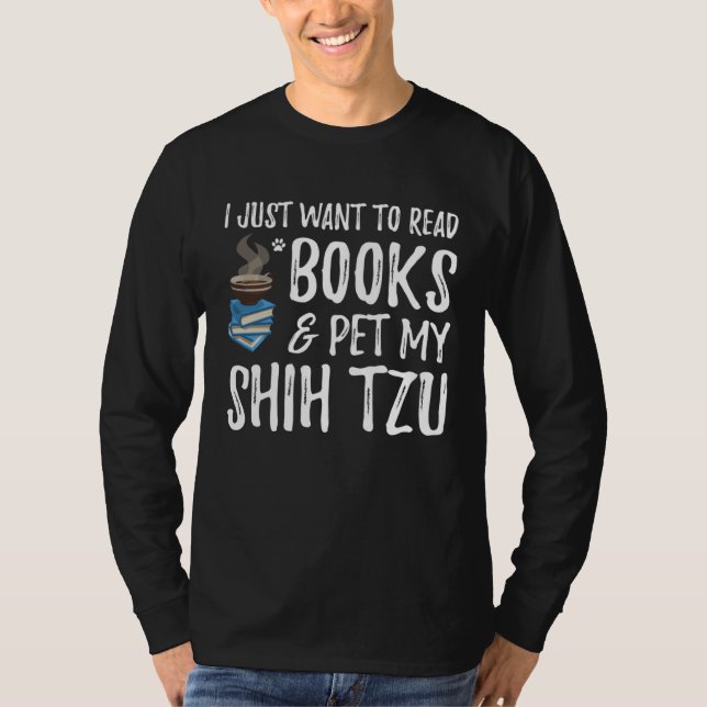 T-shirt Shih Tzu Avid Book Reader  Dog Mom (Devant)