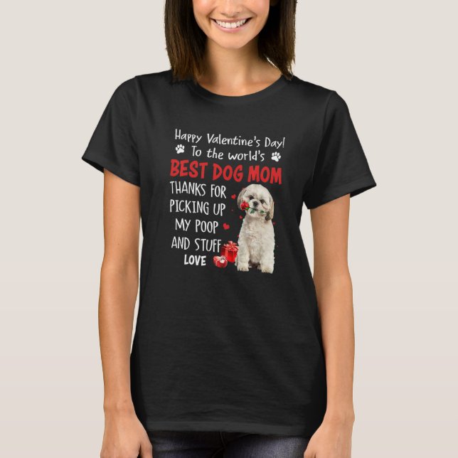 T-shirt Shih Tzu Best Dog Mom Valentines Day Funny Puppy D (Devant)