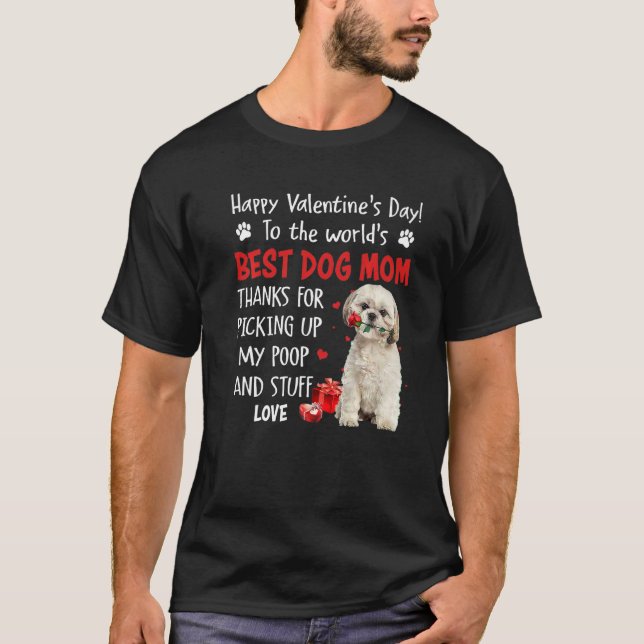 T-shirt Shih Tzu Best Dog Mom Valentines Day Funny Puppy D (Devant)