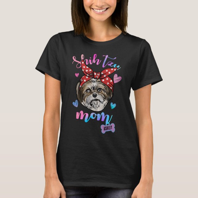 T-shirt Shih tzu Chien Maman Puppy Maman (Devant)