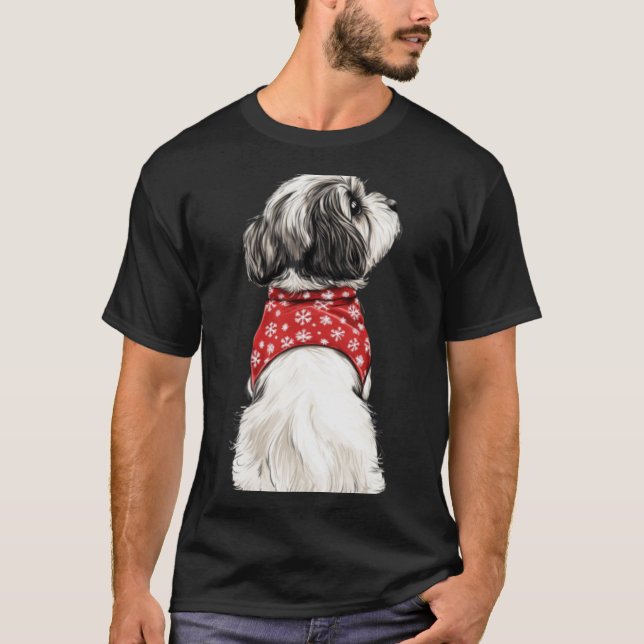 T-shirt Shih Tzu Christmas Lights Dog Lover Xmas Pajama Pu (Devant)