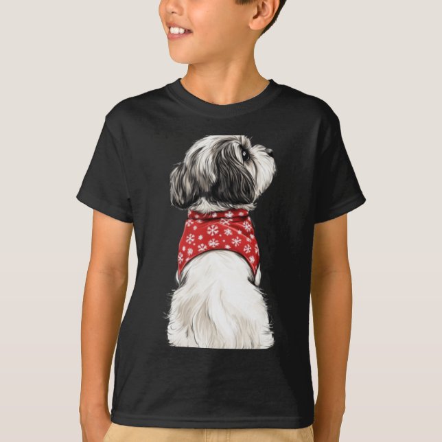 T-shirt Shih Tzu Christmas Lights Dog Lover Xmas Pajama Pu (Devant)
