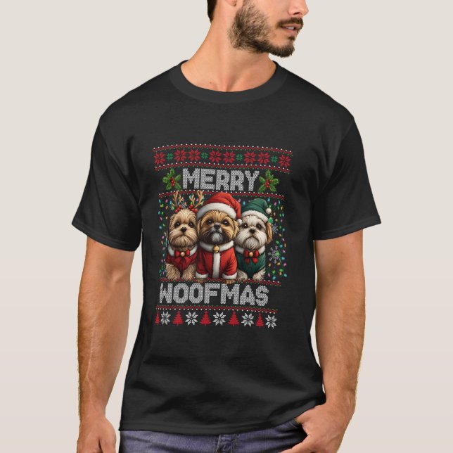 T-shirt Shih Tzu Christmas Tree Lights Decorations Dog Lov (Devant)
