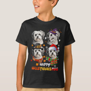 T-shirt Shih Tzu Dog Hallothanksmas Halloween Thanksgiving