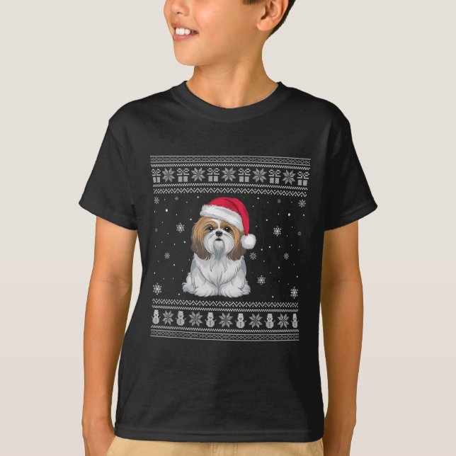 T-shirt Shih Tzu Dog Lovers Men Women Santa Ugly Xmas Swea (Devant)