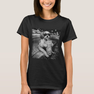 T-shirt Shih tzu drôle buvant du café glacé amateurs de ch