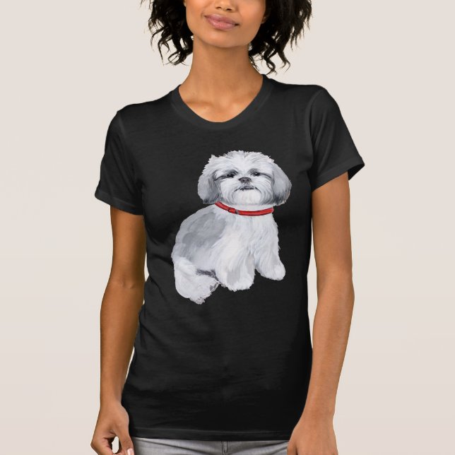 T-shirt Shih Tzu Gris et Blanc (Devant)