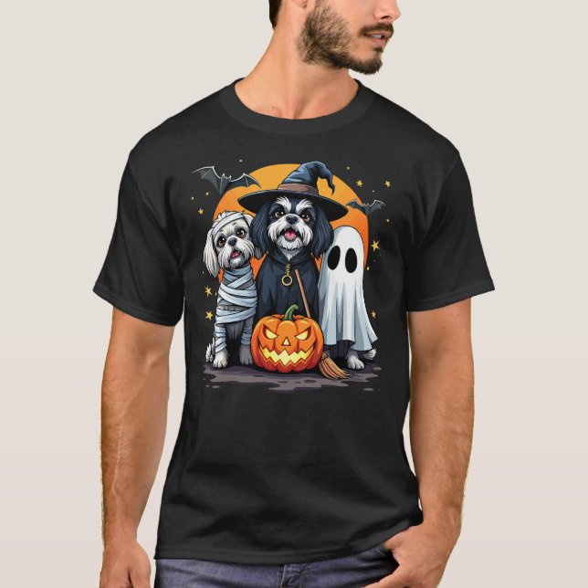 T-shirt Shih Tzu Halloween Costume Mummy Witch Ghost Dog L (Devant)