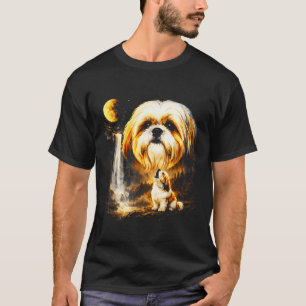 T-shirt Shih tzu hurlant à la lune vintage 90 drôle de chi