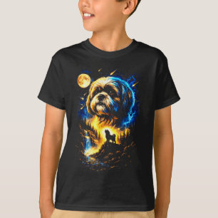T-shirt Shih tzu hurlant à la lune vintage 90s drôle de ch