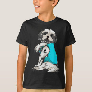 T-shirt Shih Tzu I Love Papa Tattoo Vêtements, Dons Chien