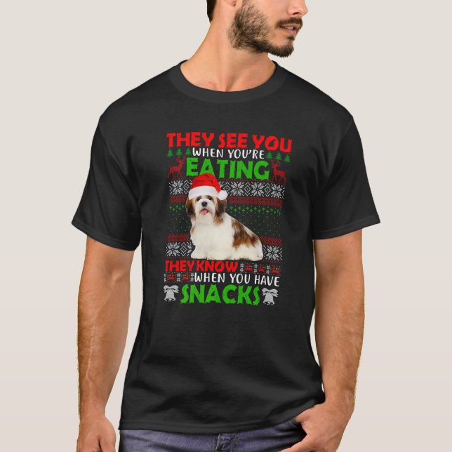 T-shirt Shih Tzu Ils Vous Voient Quand Ils Mangent Mangent (Devant)