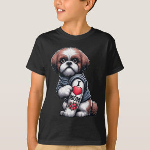 T-shirt Shih Tzu Mama I Love Maman Shih Tzu Dog Tattoo Fur