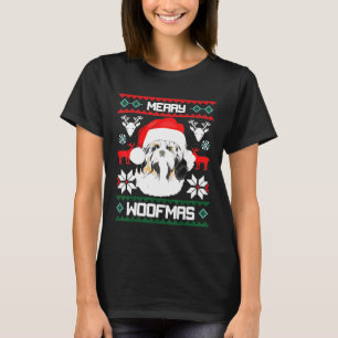 T-shirt Shih Tzu Merry Woofmas Pour Le Chien Lion De Noël 