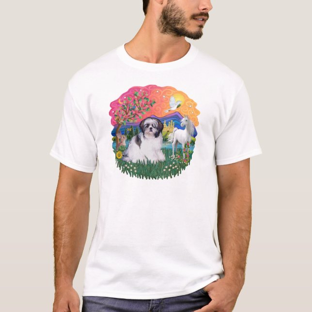 T-shirt Shih Tzu (noir et blanc #1) (Devant)
