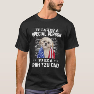 T-shirt Shih Tzu Papa Avec Fier Drapeau Américain Père du