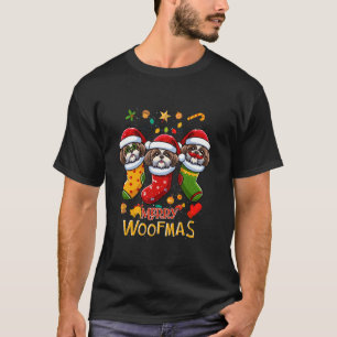 T-shirt Shih Tzu Santa Claus Christmas Stocking Dog X Mas