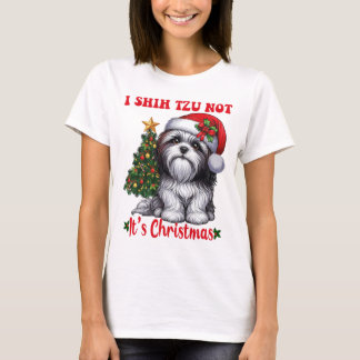 T-shirt Shih Tzu sapin de Noël Shih Tzu Lover Santa Hat X