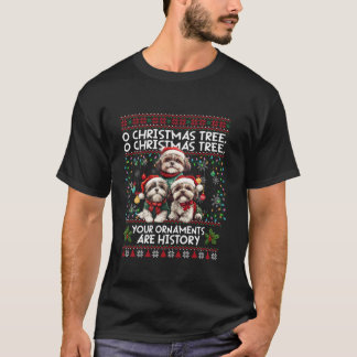 T-shirt Shih Tzu Sweater Tree Amoureux des chiens Xmas Ugl