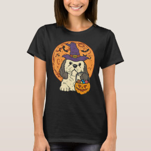 T-shirt Shih Tzu Witch Moon Jack-o'-lantern Halloween