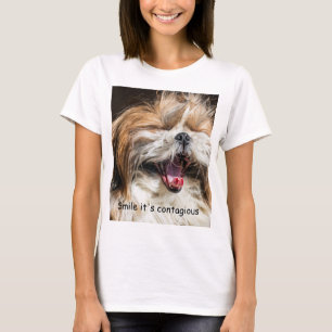 T-shirt Shih tzu yawning laughing smile text customize