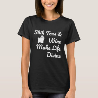 T-shirt Shih Tzus Vin Divin Drôle de Boisson Mère Chien