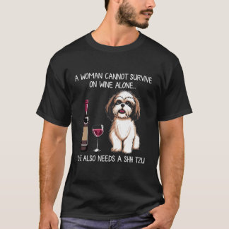 T-shirt Shihzu et vin Chien drôle rétro