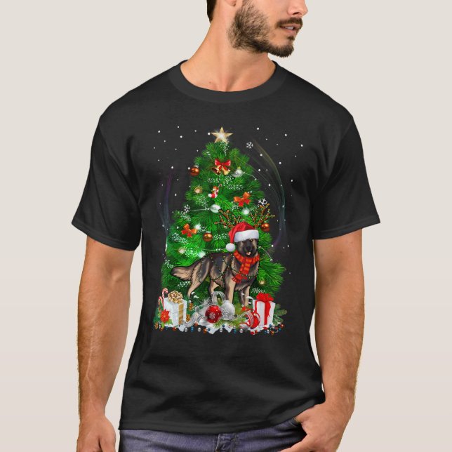 T-shirt Shiloh Shepherd Arbre de Noël Light Pyjama Chien X (Devant)