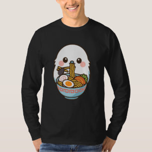 T-shirt Shima Enaga Oiseau Mangeant des Nouilles Ramen Kaw
