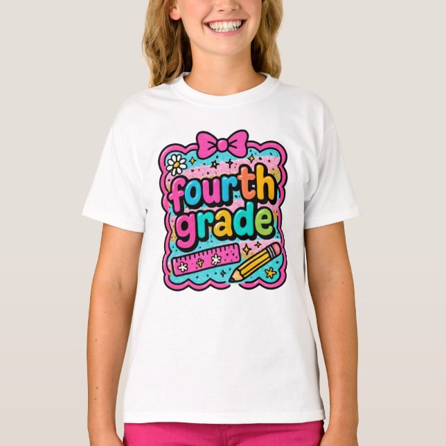 T-shirt Shine 4e année de retour à l'école (Devant)