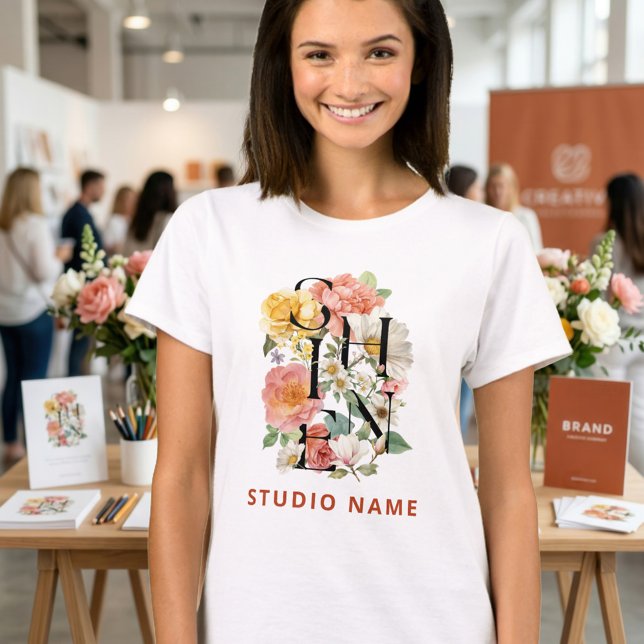 T-shirt SHINE Floral Studio de Création Nom d'Entreprise (Créateur téléchargé)