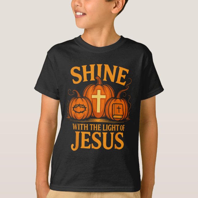 T-shirt Shine With The Light Of Jesus Christian Halloween  (Devant)