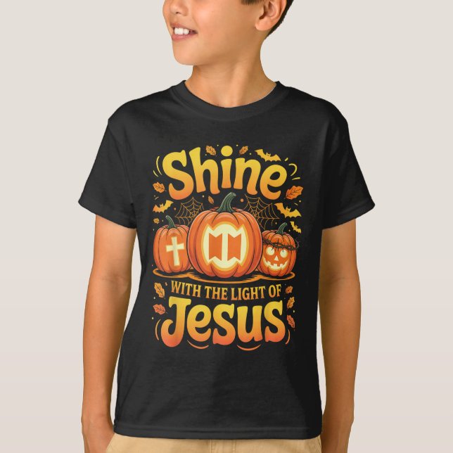 T-shirt Shine With The Light Of Jesus Christian Halloween  (Devant)
