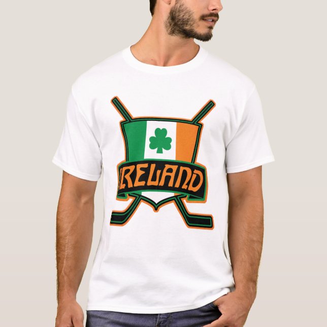 T-shirt Shirsey de hockey sur glace Irlande avec nom et nu (Devant)