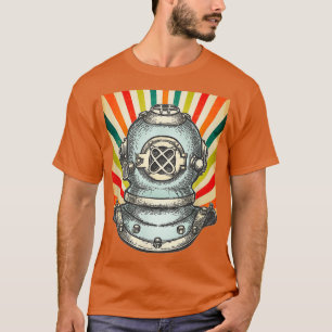 T-shirt Shirt Shirt 80s Retro Helmet Diving Scuba Vintage