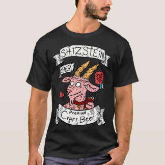 T-shirt Shizstein. Logo de bière artisanale. Chèvre rose.