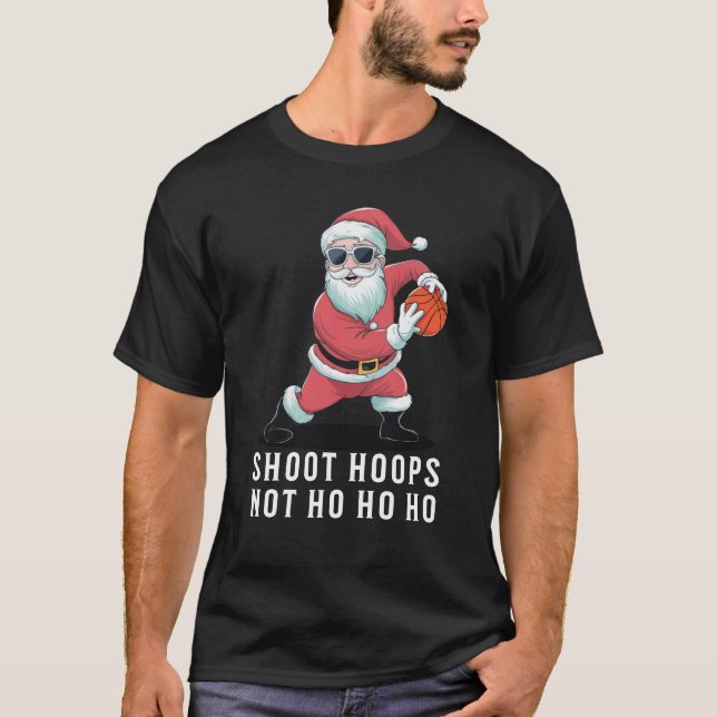 T-shirt Shoot Hoops Pas Ho Ho Basketball Noël (Devant)
