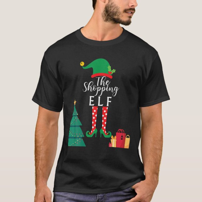 T-shirt Shopping Elf Group Matching Famille Cadeau de Noël (Devant)