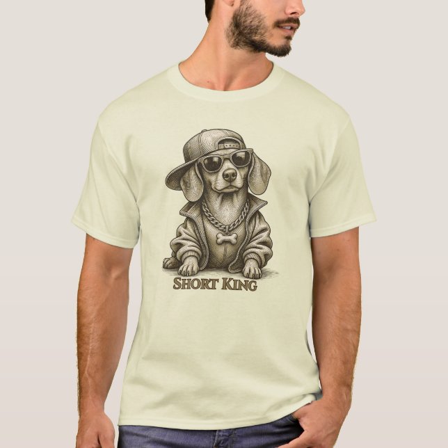 T-shirt Short King – Dachshund image. (Devant)