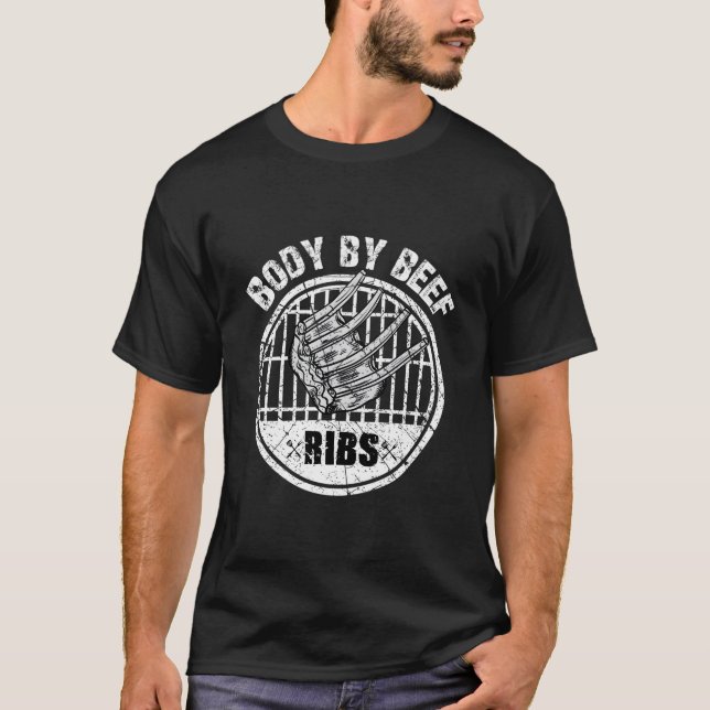 T-shirt Short Rib Bbq Grill Body By Beef Ribs Barbeque Coo (Devant)