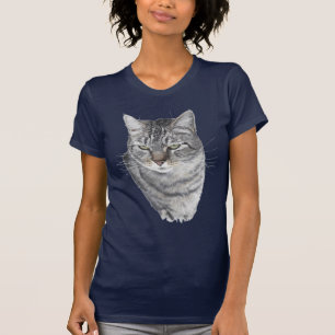 T-shirt Shorthair Tabby Cat Head Study