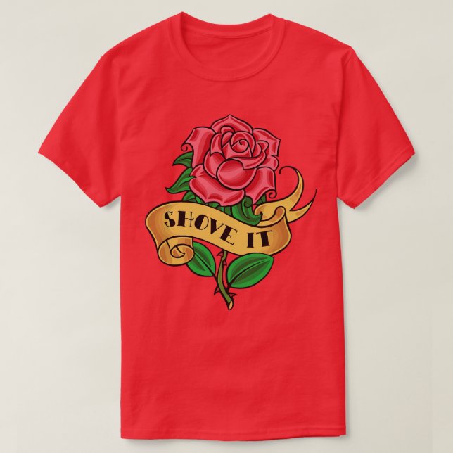 T-shirt SHOT IT Retro Rose Tattoo Style Design (Design devant)