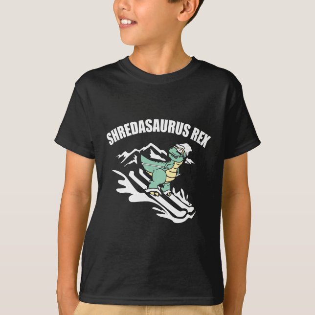 T-shirt Shredasaurus Rex Ski Dinosaur Enfants Drôle Cadeau (Devant)