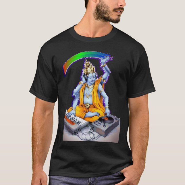 T-shirt Shri Vishnu bascule le ॐ de Chambre (Devant)