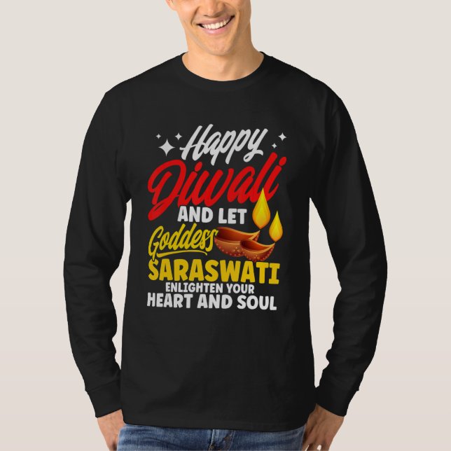 T-shirt Shubh Deepalawi Heureuse déesse de Diwali Saraswat (Devant)
